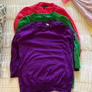 J Crew Tippi sweaters - size small, pink green purple